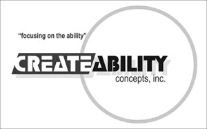 CreateAbility Concepts, Inc. Logo: A circle on the right, with the words CREATE ABILITY superimposed.