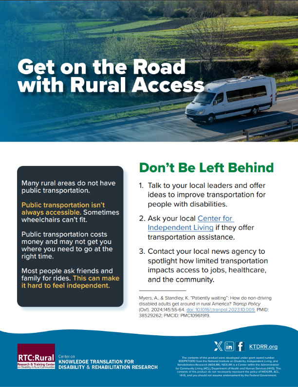 English download of the Get on the Road with Rural Access flyer