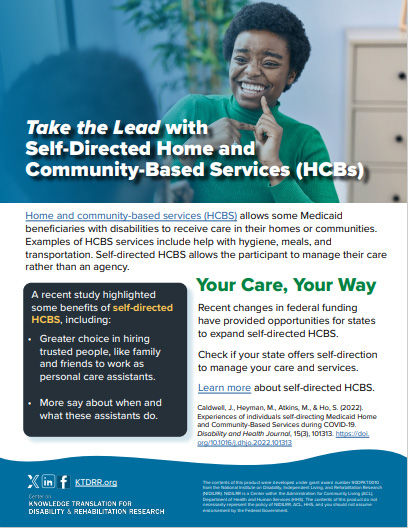 English download of the Take the Lead with Self-Directed Home and Community-Based Services (HCBs) flyer