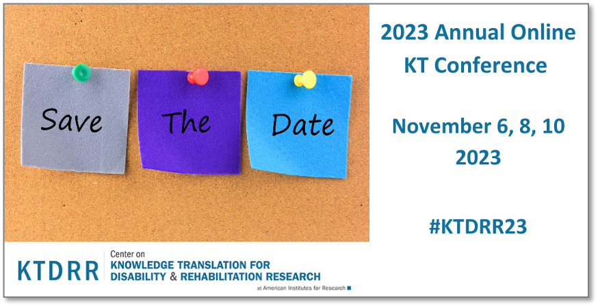 Save the Date: 2023 Annual Online KT Conference November 6, 8, 10, 2023