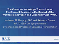 Rehabilitation Research and Training Center on Evidence-based Practice in Vocational Rehabilitation Symposium